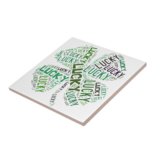 Lucky Clover Word Art Tegeltje (Zijkant)