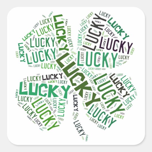 Lucky Clover Word Art Vierkante Sticker (Voorkant)