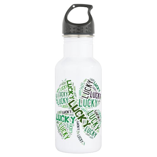 Lucky Clover Word Art Waterfles (Voorkant)