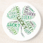 Lucky Clover Word Art Zandsteen Onderzetter (Voorkant)