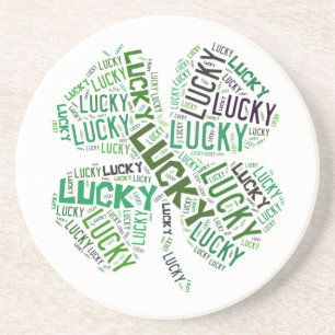 Lucky Clover Word Art Zandsteen Onderzetter