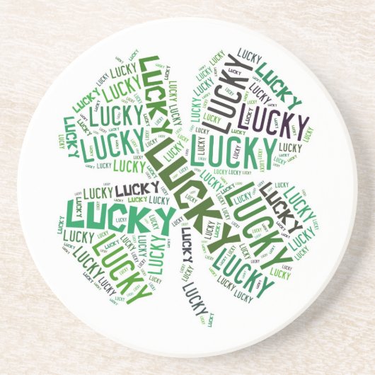 Lucky Clover Word Art Zandsteen Onderzetter (Voorkant)