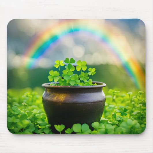 Lucky Clovers in een pot Muismat (Voorkant)