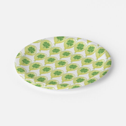 Lucky clovers papieren bordje (Gekanteld)