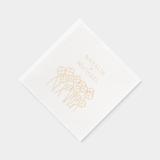 Lucky Clovers Shamrocks Elegante Namen Trouwen Folie Servetten (Rechts)