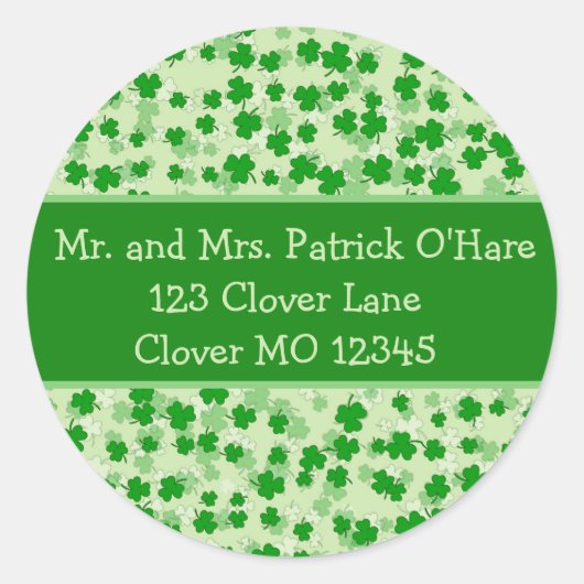 Lucky Clovers St. Patrick's Day Envelopzegel Ronde Sticker (Voorkant)