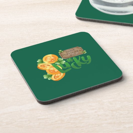Lucky Coin Hard plastic coaster Bier Onderzetter (Linkerzijde)