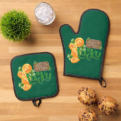 Lucky Coin Oven Mitt and Pot Holders Set (Top down)