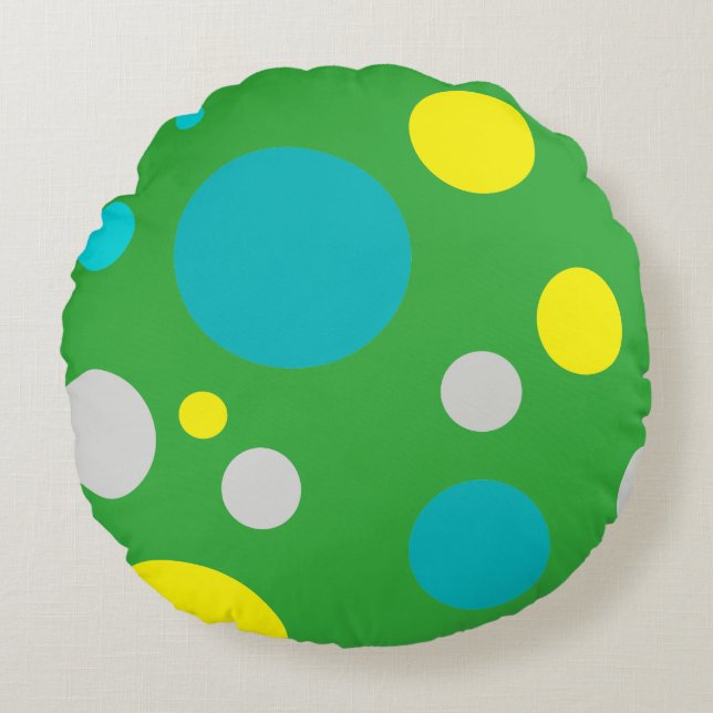 Lucky Colorful Bubbles Rond Kussen (Voorkant)