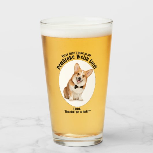 Lucky Corgi Glas (Voorkant gevuld)