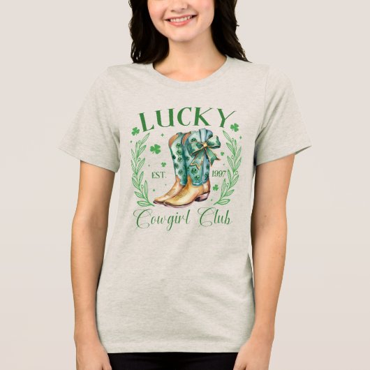 Lucky Cowgirl Club Est. 1997 | St. Patrick’s Day Tri-Blend Shirt (Voorkant)