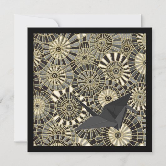 Lucky Crane Gold Japanse waaierpatroon Kaart (Voorkant)