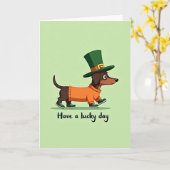 Lucky Dachshund Dag Kaart (Gele Bloem)