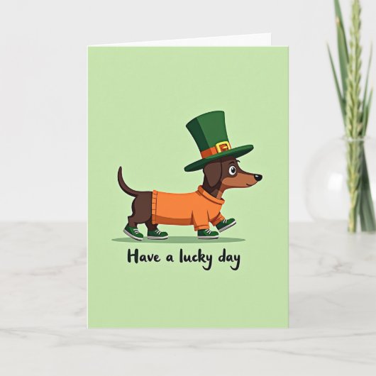 Lucky Dachshund Day Card Kaart (Voorkant)