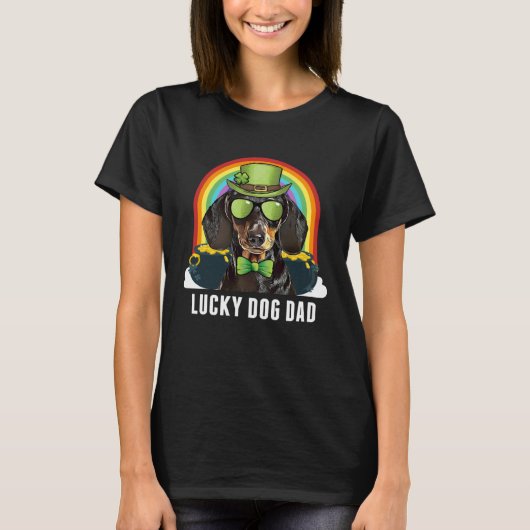 Lucky Dachshund Dog Dad St Patricks Day T-shirt (Voorkant)