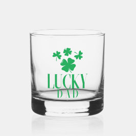 Lucky Dad Rocks Glass - Bold Clover Design Whisky Glas