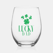 Lucky Dad Stemless Wine Glass - Vaderdag cadeau