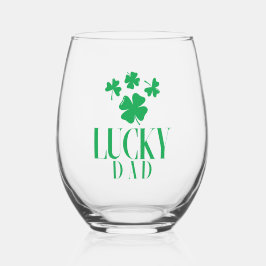 Lucky Dad Stemless Wine Glass - Vaderdag cadeau Wijnglas Zonder Voet