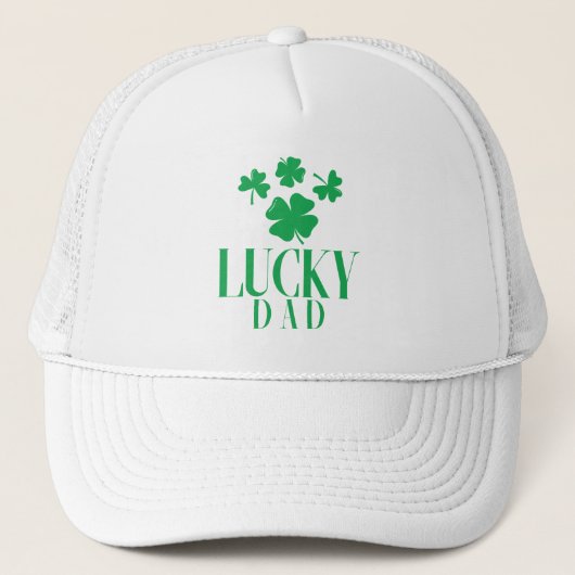 Lucky Dad Trucker Hat – Shamrocks & Stijl Trucker Pet (Voorkant)
