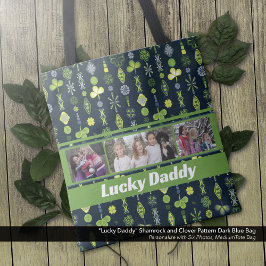 "Lucky Daddy" Shamrock Klaver Patroon Blauw Foto Tote Bag