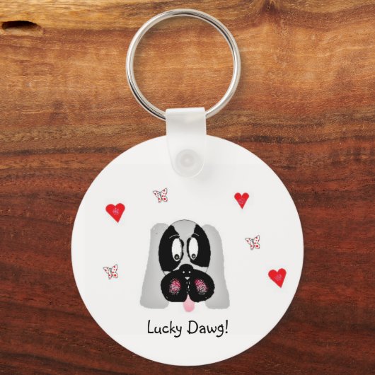 Lucky Dawg. Button Sleutelhanger (Voorkant)