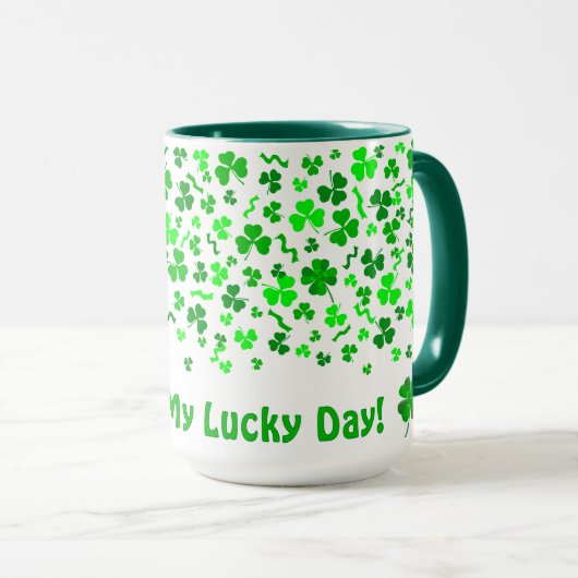 Lucky Day Shamrocks Four Leaf Clover Personalized  Mok (Voorkant rechts)