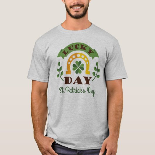 Lucky Day St. Patrick's Day Symbols & Typografie T-shirt (Voorkant)