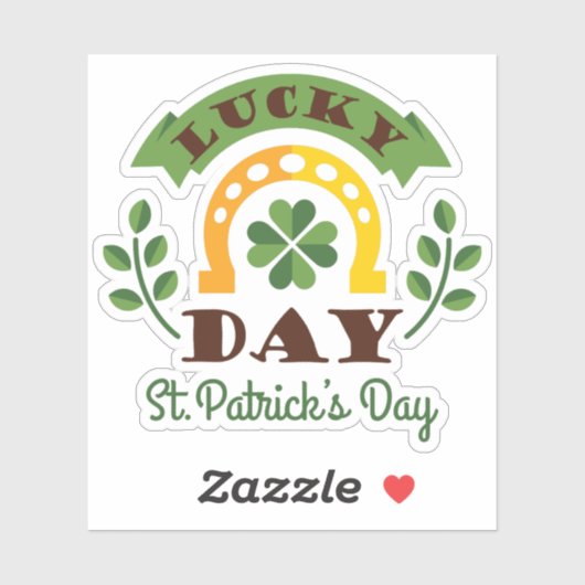Lucky Day St. Patrick's Day Typografie & Symbolen Sticker (Vel)