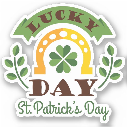 Lucky Day St. Patrick's Day Typografie & Symbolen Sticker (Voorkant)