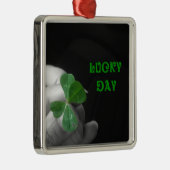 Lucky Day Vier Leaf Clover Metalen Ornament (Rechts)