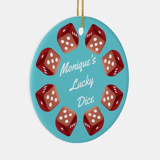 Lucky Dice - Bunco Night kerstversiering Keramisch Ornament (Rechts)