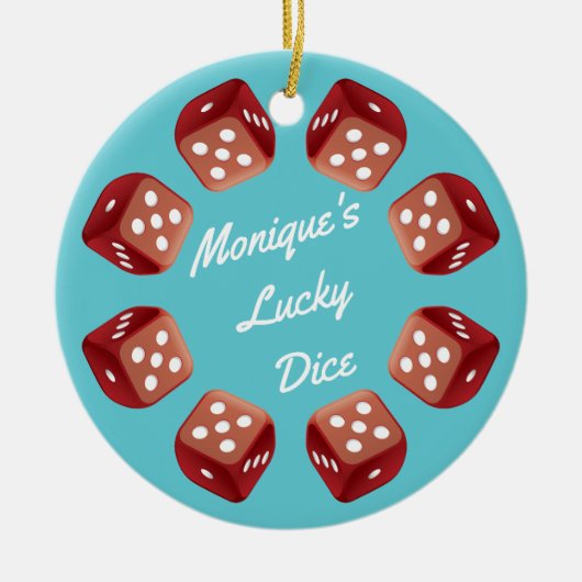 Lucky Dice - Bunco Night kerstversiering Keramisch Ornament (Voorkant)