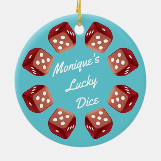 Lucky Dice - Bunco Night kerstversiering Keramisch Ornament (Achterkant)