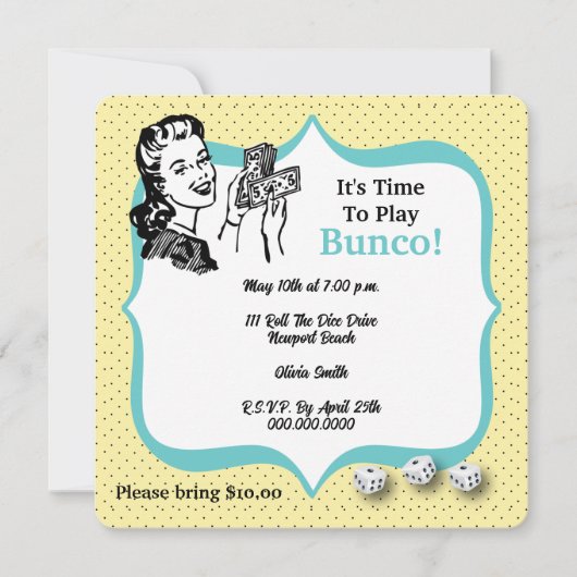 Lucky Dice Player Bunco Party Kaart (Voorkant)
