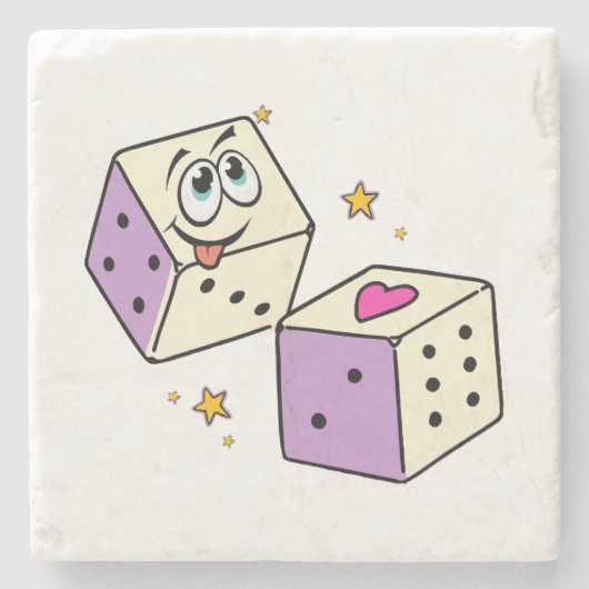 Lucky Dice Stenen Onderzetter (Voorkant)