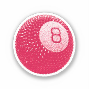 Lucky Disco 8 Pink, Lucky Disco Ball, Funky Art Sticker