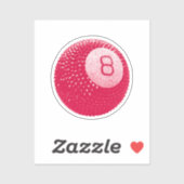 Lucky Disco 8 Roze, Lucky Disco Bal, Funky Kunst Sticker (Vel)