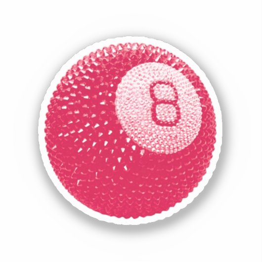 Lucky Disco 8 Roze, Lucky Disco Bal, Funky Kunst Sticker (Voorkant)