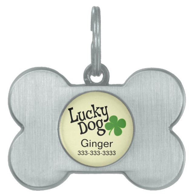 Lucky Dog aanpasbaar label Huisdieren Naamplaatje (voorkant)