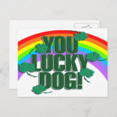 Lucky Dog en Rainbow St. Patrick's Day Briefkaart (Voorkant / Achterkant)