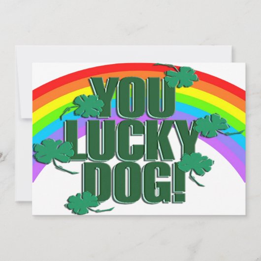 Lucky Dog en Rainbow St. Patrick's Day Flat Feestdagenkaart (Voorkant)