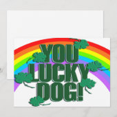 Lucky Dog en Rainbow St. Patrick's Day Flat Feestdagenkaart (Voorkant / Achterkant)
