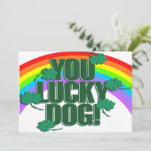 Lucky Dog en Rainbow St. Patrick's Day Flat Feestdagenkaart (Staand voorkant)