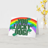 Lucky Dog en Rainbow St. Patrick's Day Kaart (Gele Bloem)
