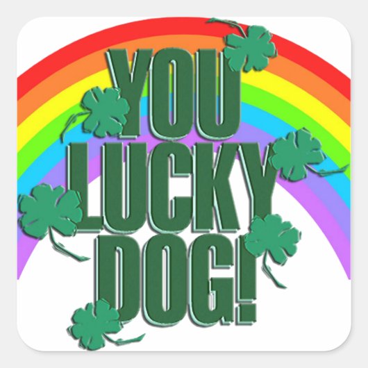 Lucky Dog en Rainbow St. Patrick's Day Vierkante Sticker (Voorkant)