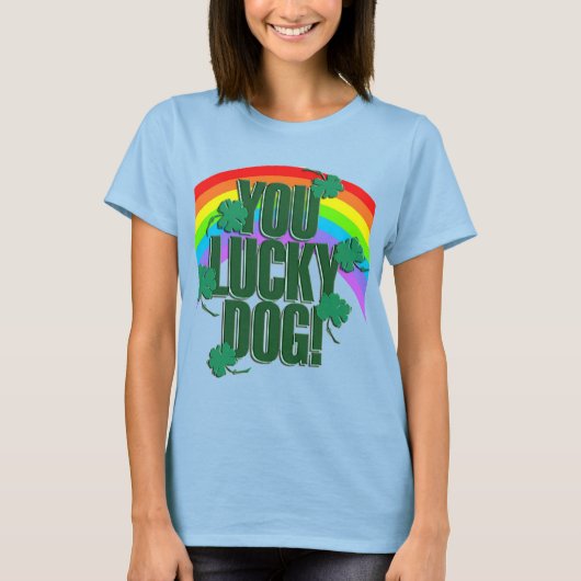 Lucky Dog en Regenboog St. Patricks Dag Vrouwen T-shirt (Voorkant)
