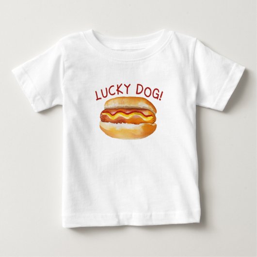 Lucky Dog Hot Dog Verjaardag Baby T-shirt – Schatt (Voorkant)
