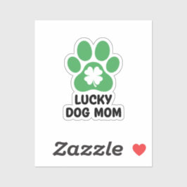 Lucky Dog Mom Green Shamrock Paw Print St Patrick  Sticker