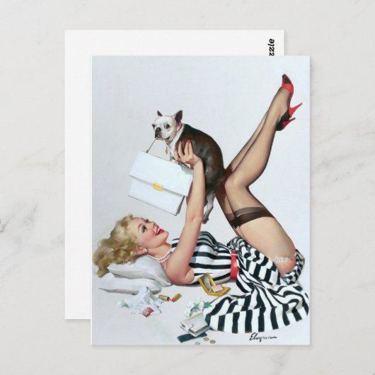 Lucky Dog omhoog Briefkaart (Voorkant / Achterkant)