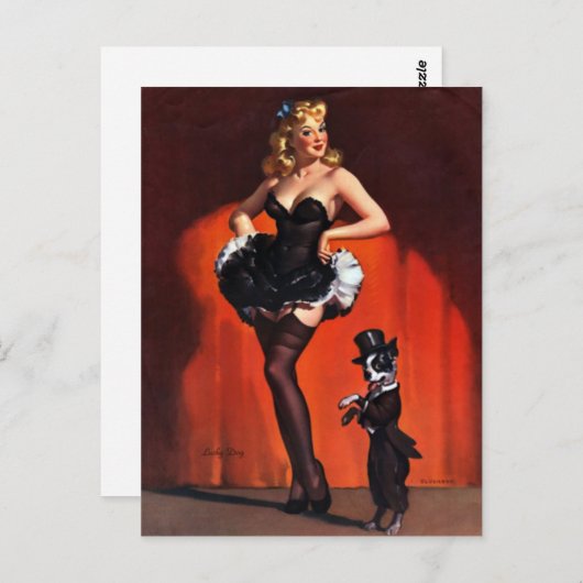 Lucky Dog omhoog Briefkaart (Voorkant / Achterkant)